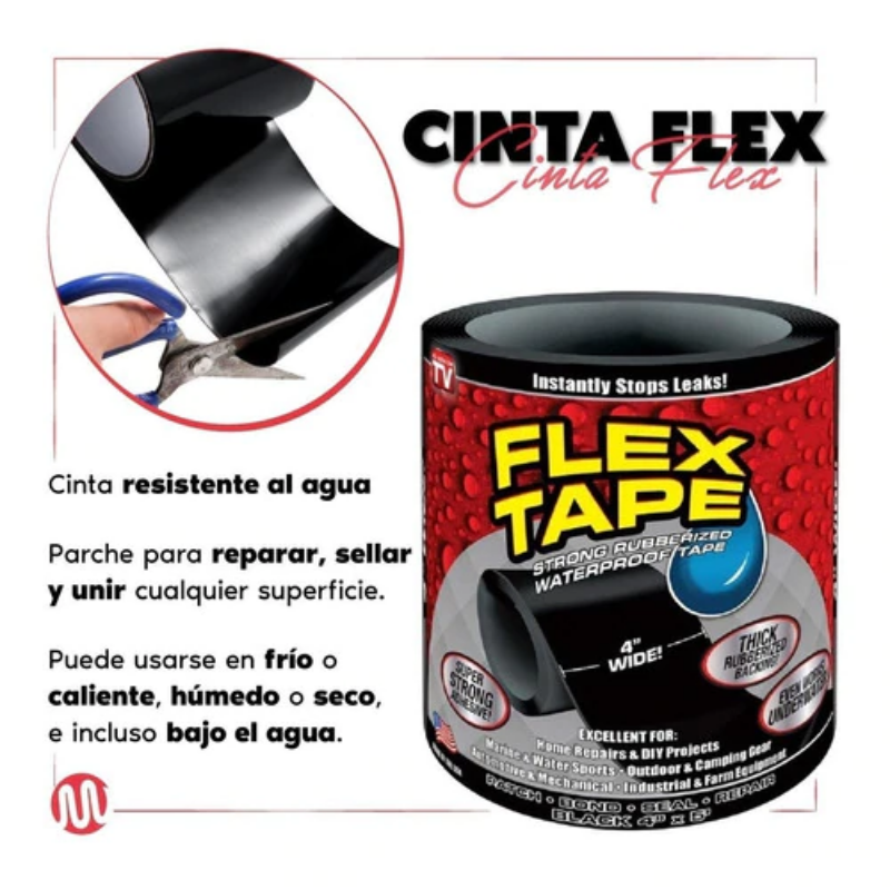 FLEX TAPE (CINTA FLEXIBLE E IMPERMEABLE DE GOMA)